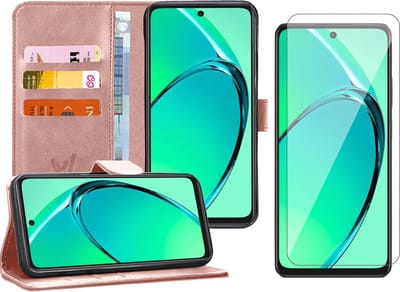 Hoesje geschikt voor Oppo A40 / A40m / A60 - Screenprotector Glas - Portemonnee Book Case Rosegoud
