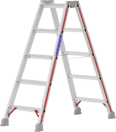 Dubbele Trapladder - Huishoudtrap - Zelfstandig Klussen - Aan Beide Zijden Beloopbaar - 128 Meter Lengte