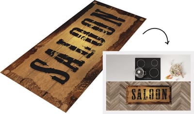 Keukenloper - Loper keuken - een houten bar bord 'Saloon' - 120x50 cm - Keukenloper vinyl