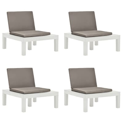 vidaXL - Loungestoelen - 4 - st - met - kussens - kunststof - wit