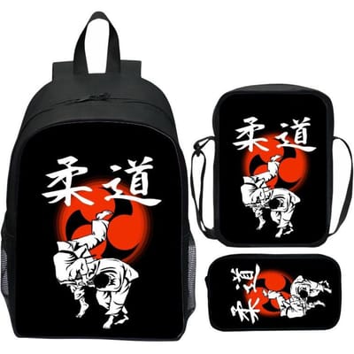 Nieuwe bedrukte JUDO Judo 3-delige rugzak cartoon karate casual lichtgewicht basisschool rugzak schoudertas etui
