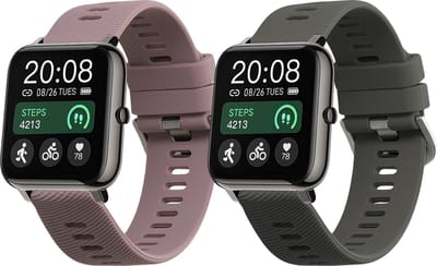 kwmobile 2x horlogebandjes geschikt voor Popglory P66 22mm bandje - Smartwatch bandjes van TPU - Activity tracker horloge band in grijs / lavendel