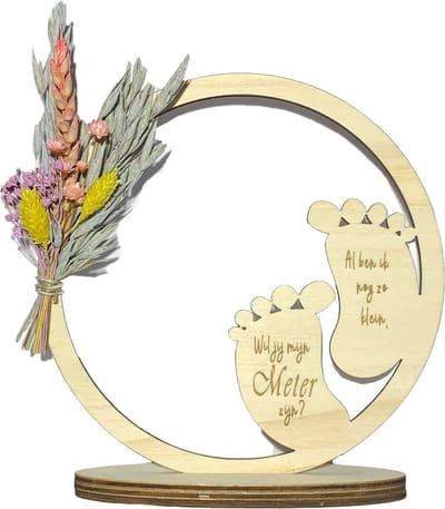 Hoepel en droogbloemen Wil jij mijn Meter zijn? | grijs | voetjes | cadeau | meter vragen | meter worden | peettante vragen | peettante worden | flowerhoop