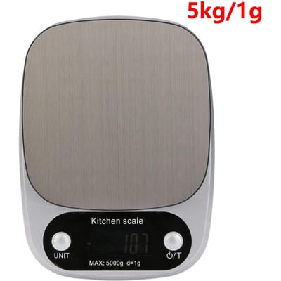 5kg/10kg/1g Digitale Keukenweegschaal Roestvrij Staal LCD Elektronische Voedingsweegschaal Sieraden Koffie Bakken Draagbaar Keukengereedschap 5kg/1g gray