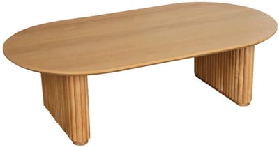 sweeek - Ovale salontafel rubberhout met eikenfineer - l 122 x b 65 x h 35 cm - gabrielle