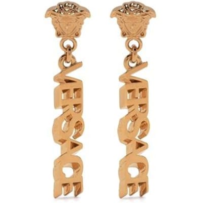 Versace Metalen Logo Hanger Metalen Oorbellen Dames Oorbellen Goud 10022731A006203J000 Gold,F beige