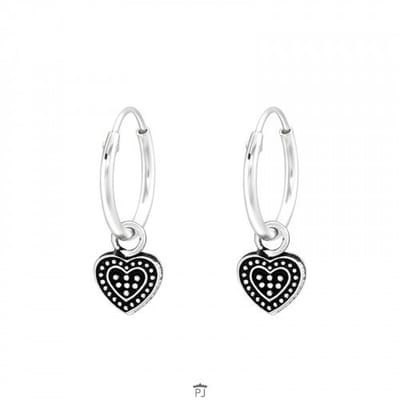 WeLoveSilver - oorbellen zilver - oorringen met hanger - geoxideerd