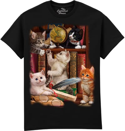 Katten Kittens In The Library The Coloured House T-shirt XL