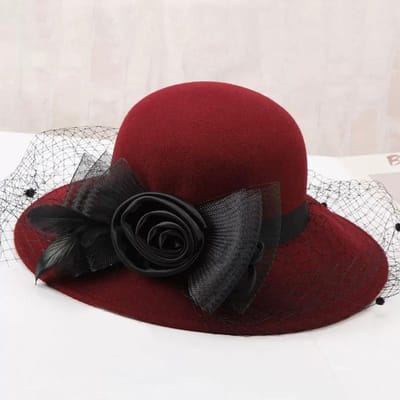 Winterhoed voor Dames Franse Hepburn Stijl Banket Hoge Hoed Licht Luxe High-end Europees en Amerikaans Retro Wollen Hoed Dik average size brown