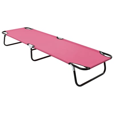 vidaXL - Ligbed - inklapbaar - staal - roze