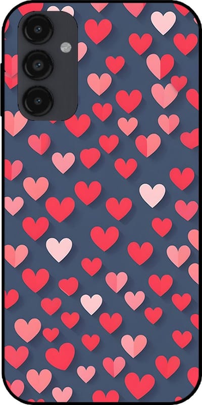 Smartphonica Telefoonhoesje Geschikt voor Samsung Galaxy A14 met Roze en Rode Hartjes Opdruk - TPU Backcover Case With Rosé and Red Heart Design geschikt voor Samsung Galaxy A14