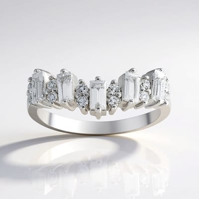 Cavill - Ring 925 Sterling Zilver - Nigeriaanse Witte Topaas 0,898 ct - Elegante Baguette & Rond Geslepen Edelsteenring Maat 19