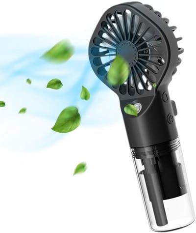 Water Mister Fan - Handventilator Luchtbevochtiger - Persoonlijke Koeling - Verstelbare Snelheden - 5.9 x 17 x 5.9 cm - Zwart