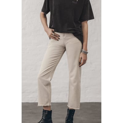 Mikuta The Beige Cropped Straight Jeans Size: W25 | Straight Pants Outlet | Dames | Beige