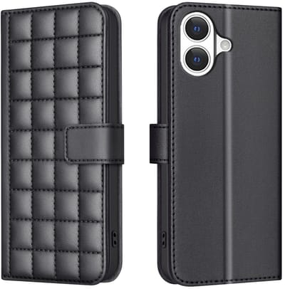 BINFEN Hoesje - Geschikt voor iPhone 17 Hoesje - BINFEN Square Color Book Case - Zwart