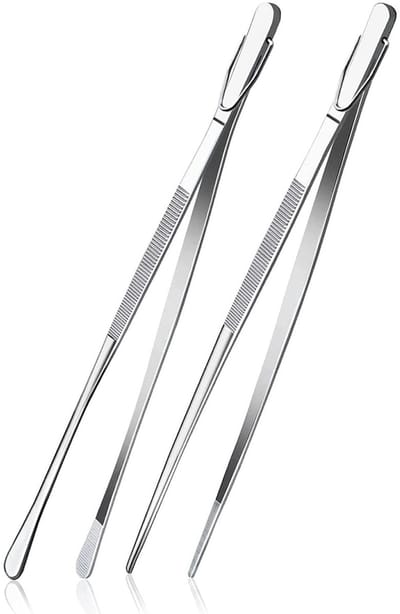 QTTVBTNA -2 stuks roestvrijstalen keuken- en grilltangen – hittebestendige kooktangen met lange handgreep, stevige constructie, comfortabel vast te houden – ideaal voor koken, BBQ, serveren en bakken