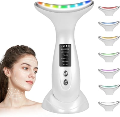 QIN® Gezichtmassage Apparaat - Gezichtsmassage Apparaat - Gezichtmassage Apparaat Elektrisch - Wit - 17cm x 11cm x 6cm