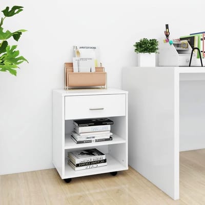 Printerkast met wielen - Rolcontainer bureaukast - Kantoor organiseren - Met lade en open vak