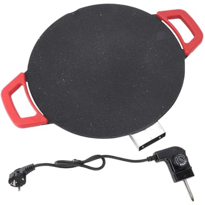 30cm Elektrische Grillpan Rond BBQ Bakplaat Concaaf Ontwerp Anti-aanbaklaag Temperatuurknop L(for 6.5-9kg) black