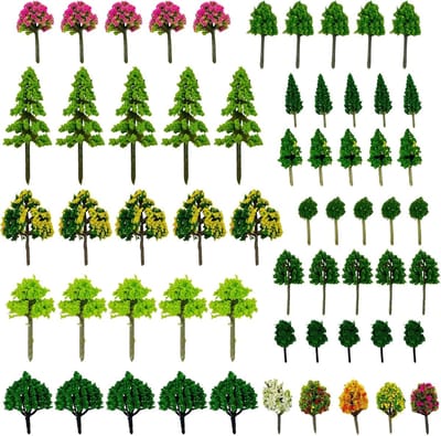 Model Miniatuur Bomen, 60 Stuks Gemengde Miniatuur Bomen voor Spoorweg en DIY Landschappen