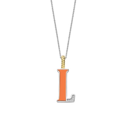 TI SENTO Dames Hanger - 925 zilver - Letter L - Oranje - 6840OR_L