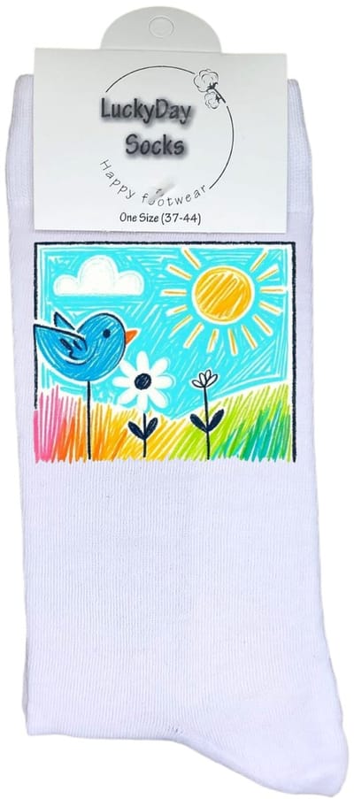 LuckyDay Socks - Vogel sokken - Grappige Cadeaus voor Dames en Heren - Verjaardags cadeau vrouw en man - Vrolijke sokken - Valentijns cadeau - Grappige sokken - Leuke sokken - Leuke dames en heren sokken - Maat 37-44