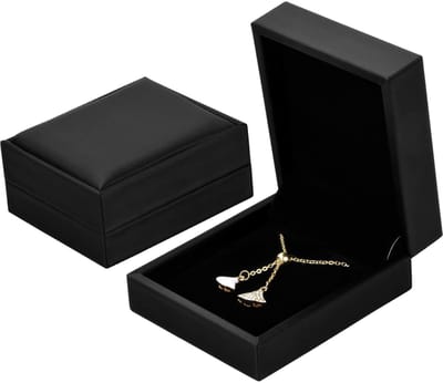 Dailygoods- Sieradenbox 2 Stuks - Zwart PU Leer - Hangerdoos - Cadeauverpakking - 8.5cm x 7.5cm x 3.5cm - Elegant Design - Sieradenetui