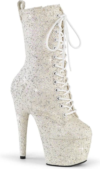 Pleaser - ADORE-1040GR Plateau Laarzen, Paaldans schoenen - US 6 - 36 Shoes - Gebroken wit