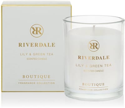 Riverdale - Geurkaars in pot - Lily & Green Tea - 10 cm - Grijs - Subtiele geurverspreiding