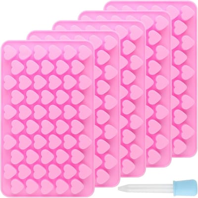 Hartvormige silicone mallen set van 5, 55 holtes voor ijsblokjes, mini zeep, snoep en gummy, ideaal voor chocolade en jelly creaties