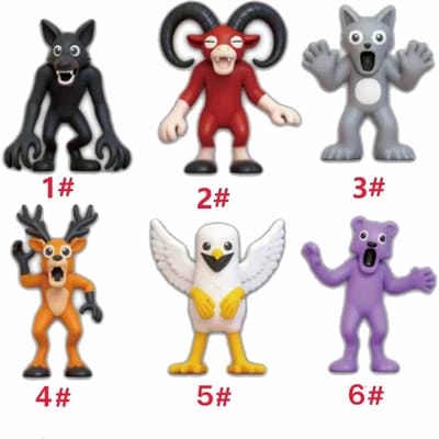 6-12 stuks 99 Nachten in Het Bos Figuren Beeldjes Beeldje Uil Geit Wolf Hert 99 Nachten in Het Bos Beeldje Plastic Speelgoed Cadeau gray