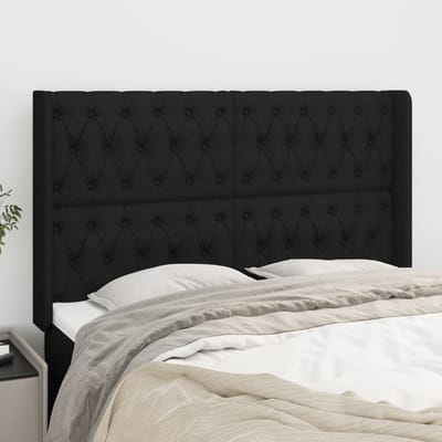 vidaXL - Hoofdbord - met - randen - 147x16x118/128 - cm - stof - zwart