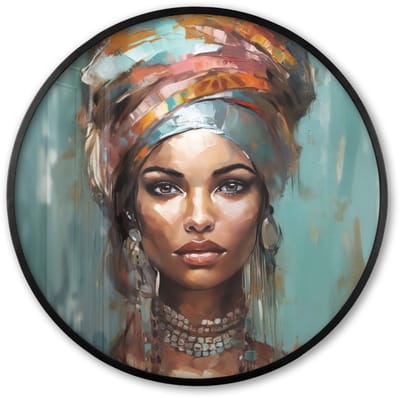 Poster in lijst Rond - Fotolijst 60x60 cm - Posters - Vrouw - Kunst - Sieraden - Portret - Ronde posterlijst zwart - Decoratie - Wanddecoratie woonkamer - Muurdecoratie slaapkamer