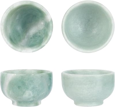 2 Stuks Draagbare Carbonaat Jade Bekers 51,5 x 32 mm, Decoratief en Ideaal voor Thee en Koffie, Donkergroen
