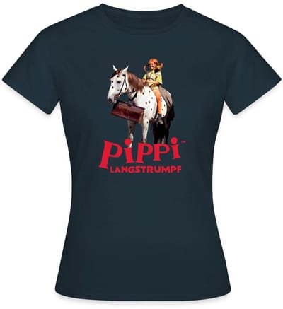Pippi Langkous Pippi Rijdt Op Kleine Witte T-Shirt Dames