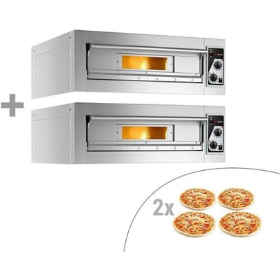 GGM Gastro (2 Stück) Elektro Pizzaofen - 4+4x 33cm - Manuell Zilver