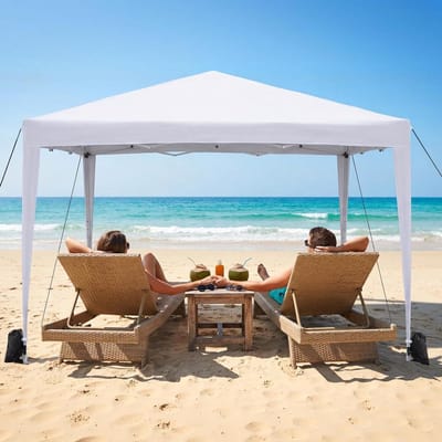 Vouwtent Tuinpaviljoen - Partytent Zonwering - Feest Buiten - Waterdicht UPF 50+ - 3 x 3 meter - Wit