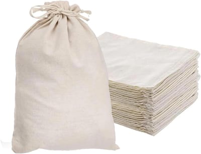 Katoenen Trekzak - Stoffen Tas DIY - Creatief Knutselen - Natuurlijk Katoen Materiaal - 30 x 17 cm - Naturel