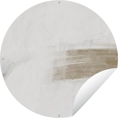 Tuincirkel Taupe - Wit - Design - Abstract - 60x60 cm - Ronde Tuinposter - Buiten