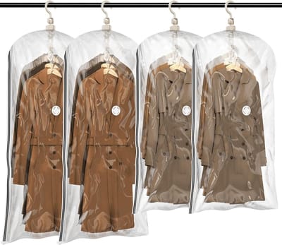 Famanu - Hangende vacuüm opbergtassen ruimtebesparende tassen voor kleding set (2 lange 135*70cm 2 korte 105*70cm)