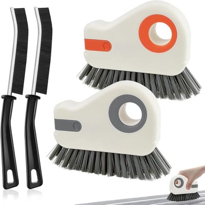 Set van 2 Schoonmaakborstels voor Ramen en Hoeken, Ideaal voor Kieren, Keuken en Badkamer