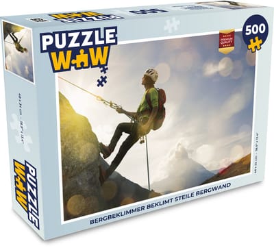Puzzel Bergbeklimmer beklimt steile bergwand - Legpuzzel - Puzzel 500 stukjes