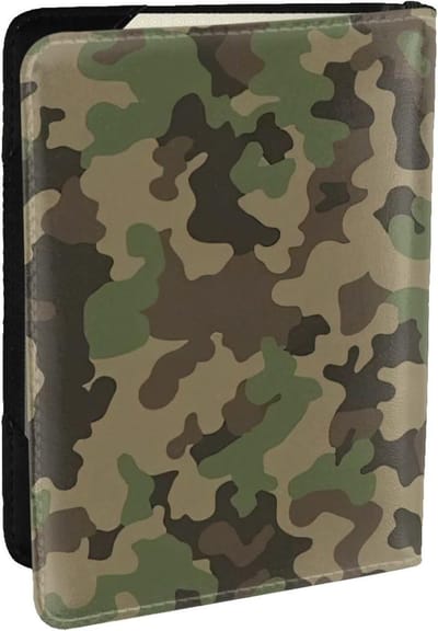 Paspoorthouder Camouflage - Reisportemonnee Documenten - Reizen Organiseren - RFID-blokkering - 14 x 10 x 1.2 cm - Groen