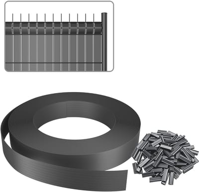 ACXIN PVC Schutting Afsluiting PVC Schutting Strips voor Hekwerk - Tuinscherm en Hekwerk Bekleding 100% Zichtdicht UV-bestendig Weerbestendig - 35 m x 4.7 cm - Grijs - 50 Clips