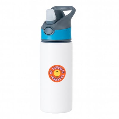 Hacebo® - my favorite teacher waterfles met rietje blauw - leraar/lerares - juf - meester - verjaardagscadeau - verjaardag - cadeau - afscheidscadeau - geschenk - leuke cadeau - kado - gift - juffendag - meesterdag - water fles - 650ML