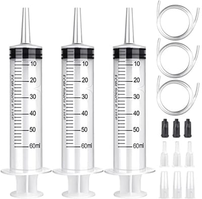 Herbruikbare doseerspuit set met slangen - 3 stuks van 60 ml voor laboratoria en irrigatie