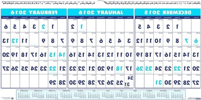Wandkalender Drie Maanden - Planningskalender Bureau - Jaar Overzicht - 14 Maanden Planning - 17 x 8 inch - Wit