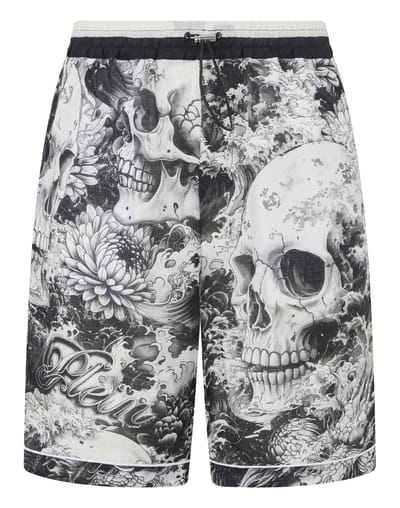 Linen Bowling Shorts All-Over Ceramic