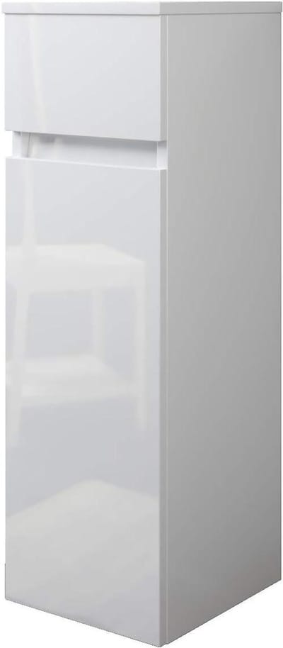 Hangende Zuil - Badkamermeubel - Opbergen Badkamer - Met Lade Deur - 31x34x79 cm - Wit Glanzend