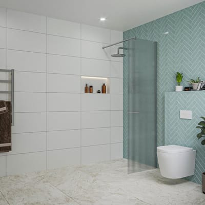 FugaFlow Eccelente Vetro inloopdouche badkamer - 60x200cm - ribbelglas - wandarm - chroom
